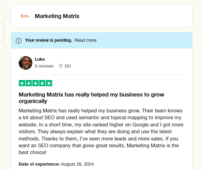 marketing matrix review: luke review us as a best seo company